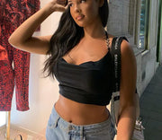 Metal Neck Lacing Crop Top