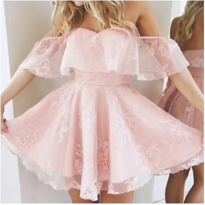 Off-Shoulder Ruffled Evening Dress