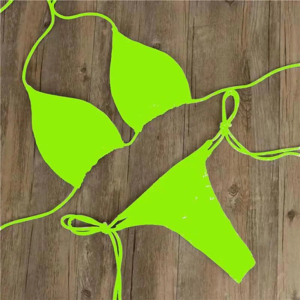 Halter Tie Milk Silk Bikini Set
