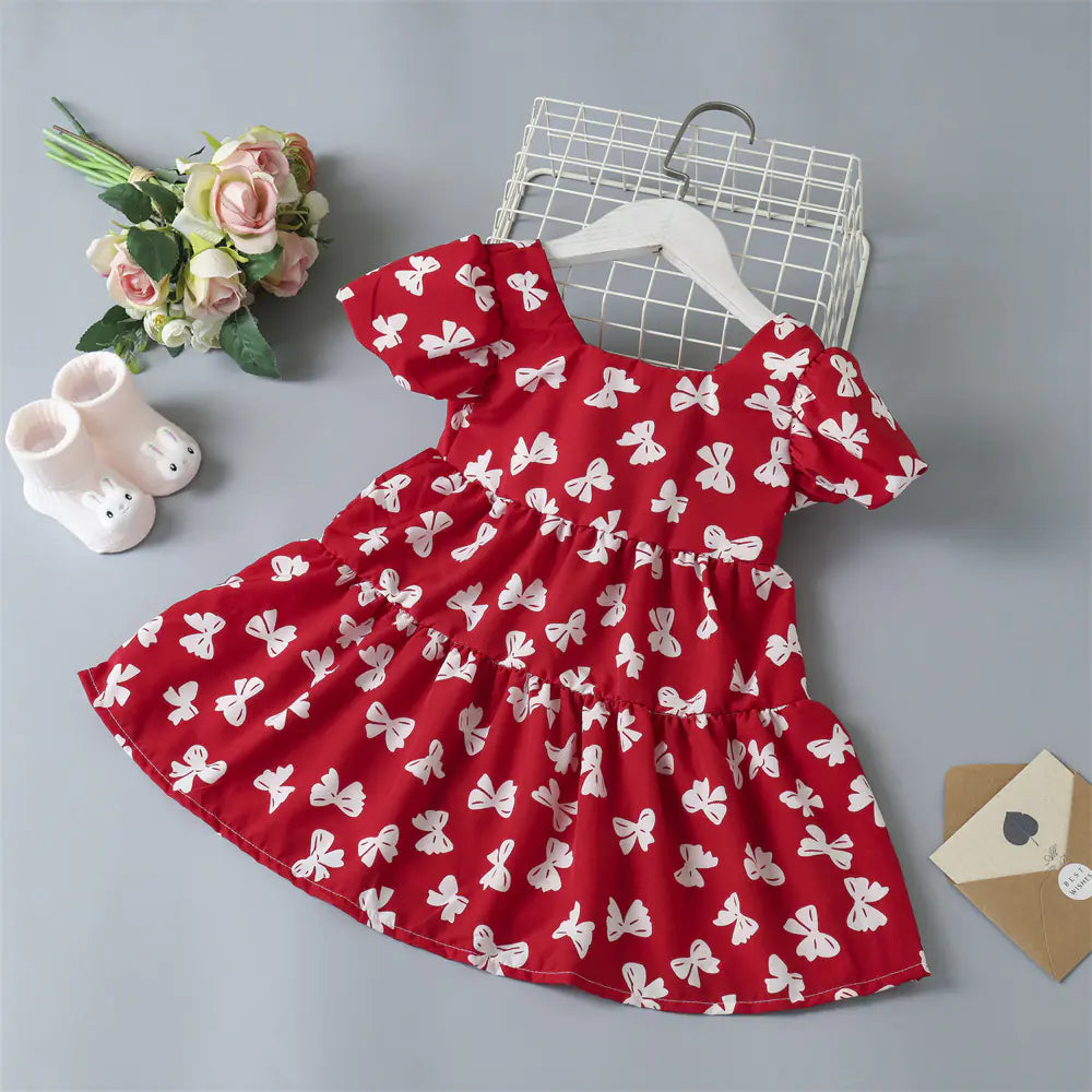 Floral Dress with Bowknot