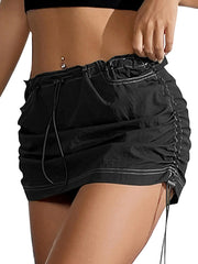 Y2K Drawstring Cargo Mini Skirt