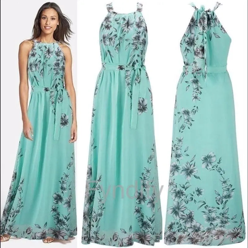 Bohemian Floral Chiffon Maxi Dress