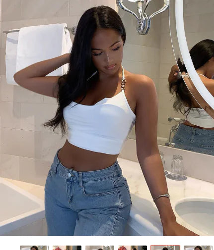 Metal Neck Lacing Crop Top