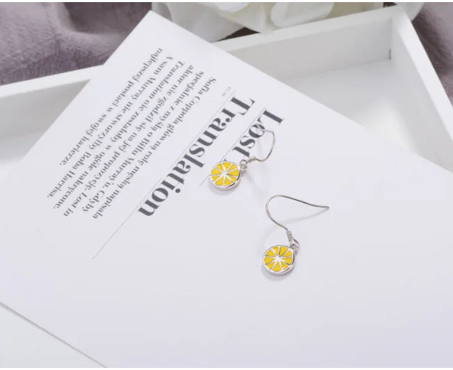 925 Silver Lemon Earrings Minimalist Charm