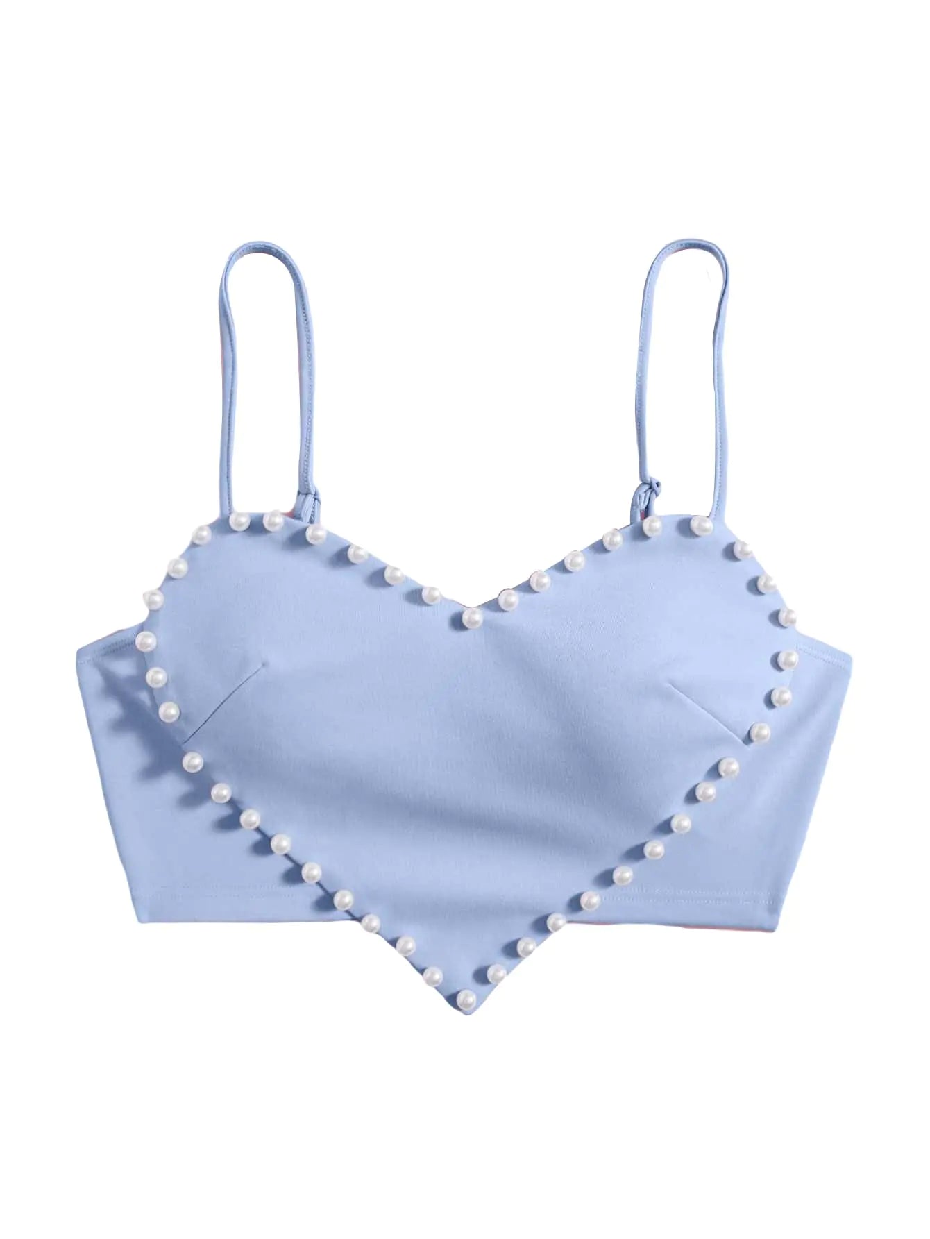 Sleeveless Pearl Detail Crop Top