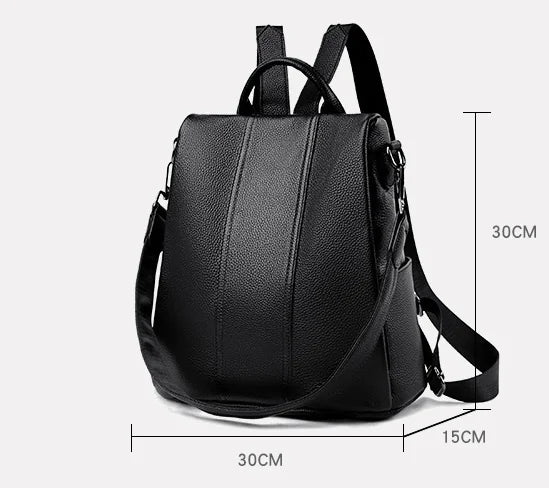 High-Capacity Anti-Theft Cowhide Backpack