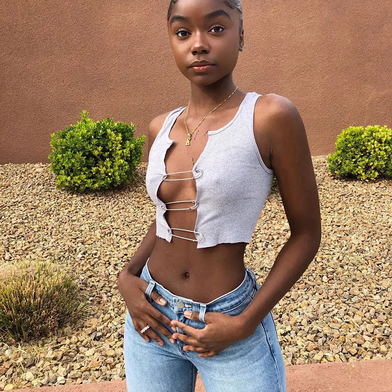 Chic Ribbed Sleeveless Cropped