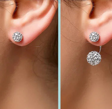 925 Silver Crystal Ear Studs Japanese Korean Elegance