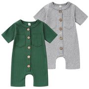 Newborn Baby Boy Girl Clothes 2 Pack Solid Romper Set