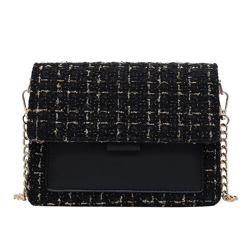 Chic Autumn Plaid Chain Crossbody Bag