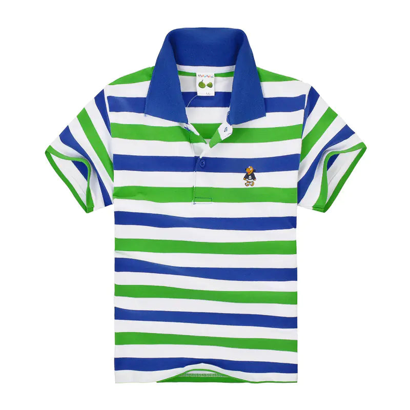 CUHK Children's Cotton Striped Lapel Polo Shirt