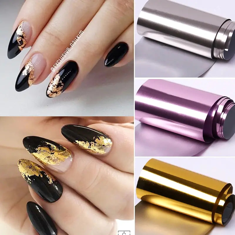 14-Color Metallic Nail Art Stickers with Starry Design