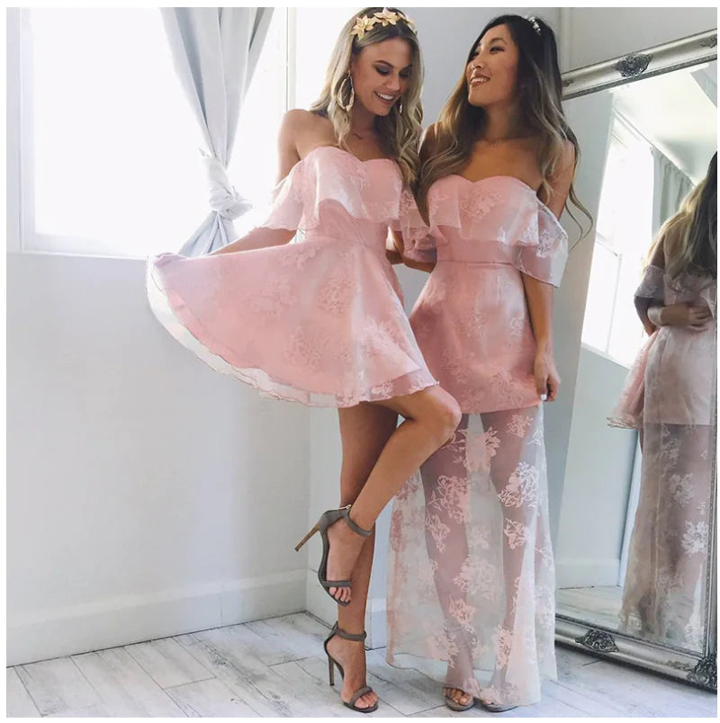 Off-Shoulder Ruffled Evening Dress