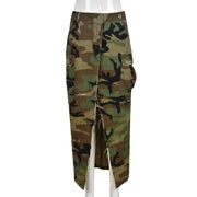 Camouflage Slit Long Skirt