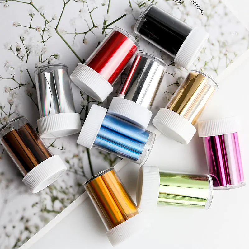 14-Color Metallic Nail Art Stickers with Starry Design