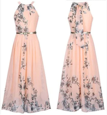 Bohemian Floral Chiffon Maxi Dress