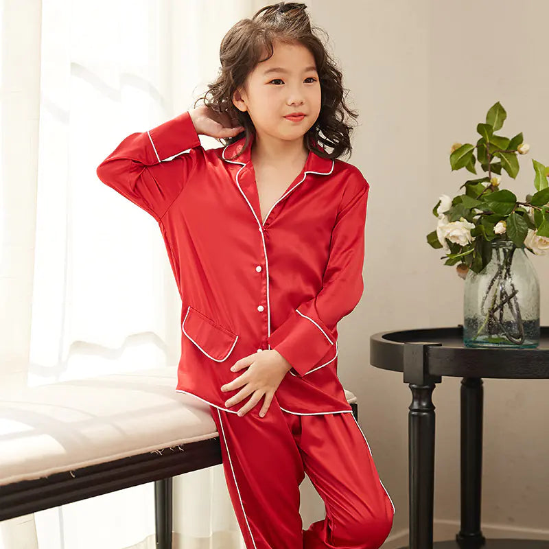Thin Children's Silk-Style Pajamas