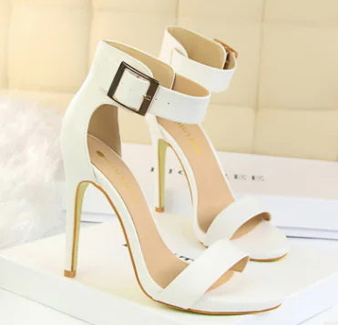 Stiletto, Satin High Heels, Buckle Sandals