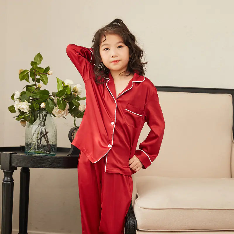 Thin Children's Silk-Style Pajamas