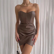 Tube Top PU Sheath Dress