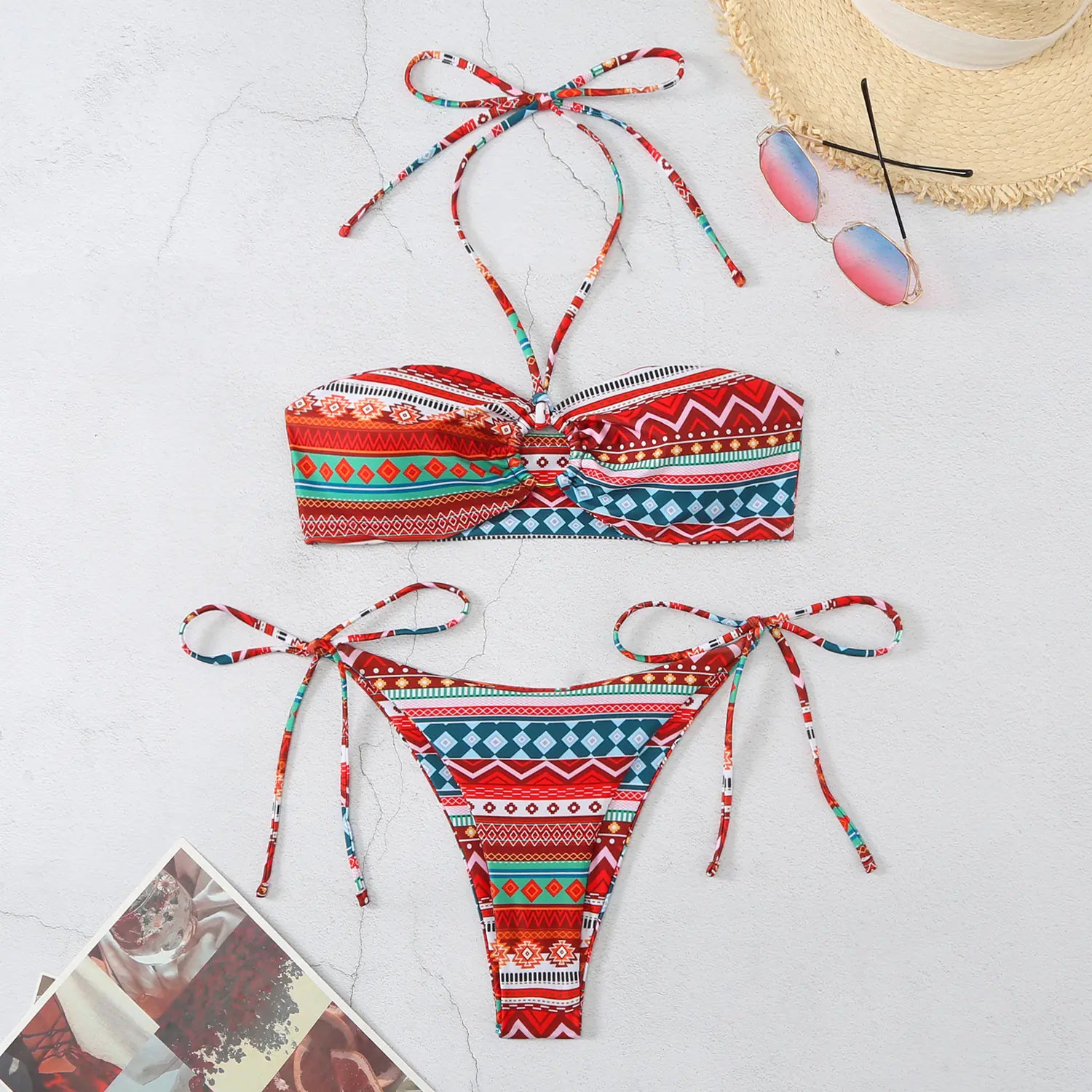 Geometric Print Bikini Swimsuit