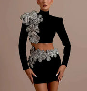 Black Top & Skirt Set