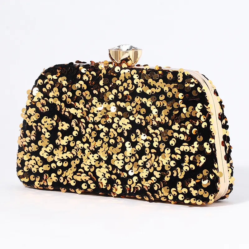 Glamorous Gold Sequined Evening Clutch