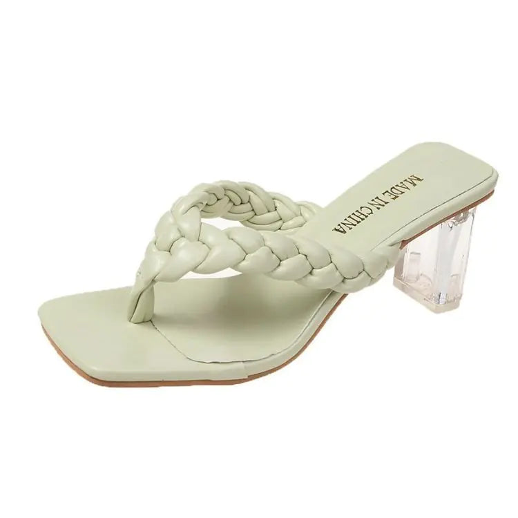 Korean Style Thick Heel Flip-Flops