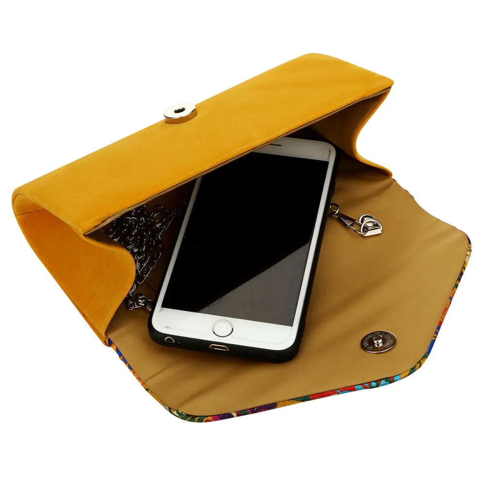 Vintage Embroidered Flower Evening Clutch