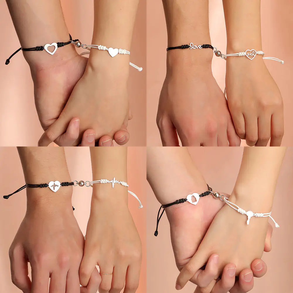 Simple Alloy Love Magnet Valentine's Bracelet