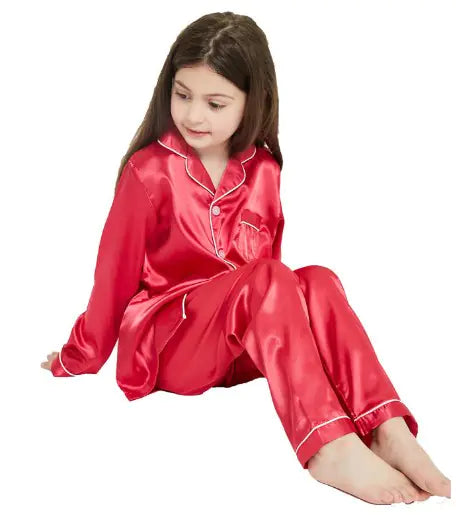 Thin Children's Silk-Style Pajamas
