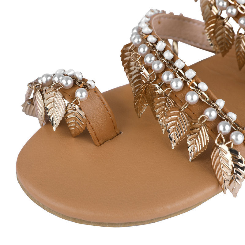 One Word Buckle Rhinestone Sweet Sandals