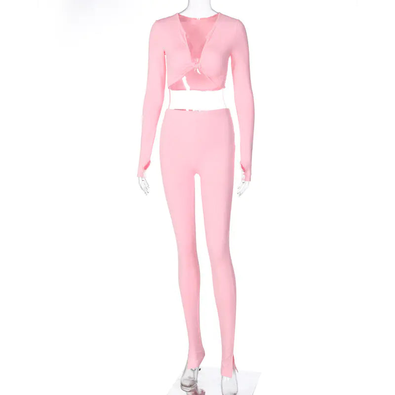 V-Neck Slim Fit Yoga Sports Set