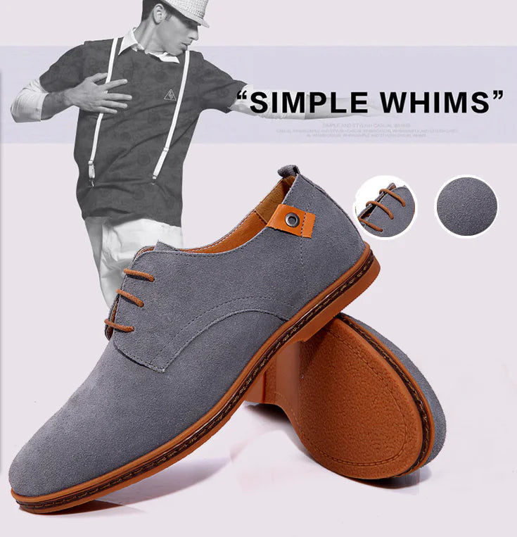 Casual Lace-Up Suede Leather Shoes for Men