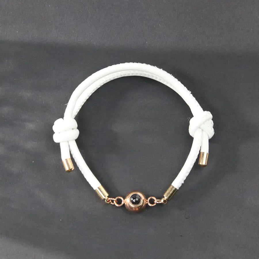 Braided Titanium Steel and Leather Rope Bracelet