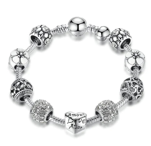 Trendy Beaded Bracelets with Pink Rhinestones (Wholesale)
