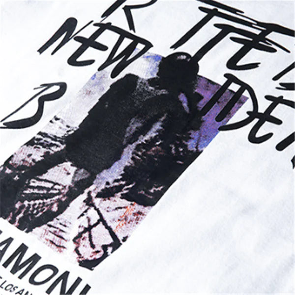 Graphic Letter Print Short Sleeve Hip-Hop T-Shirt