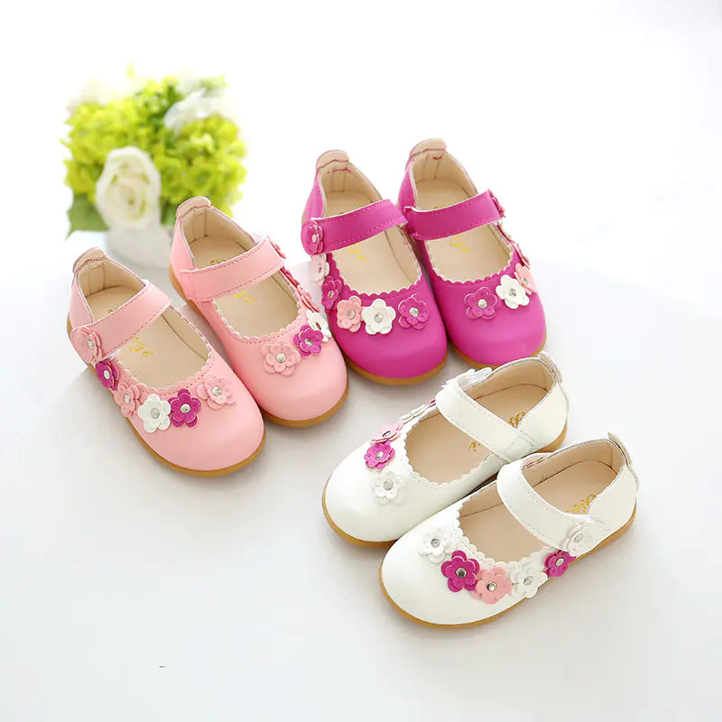 Girls' Princess Leather Shoes with Non-Slip Soft Sole
