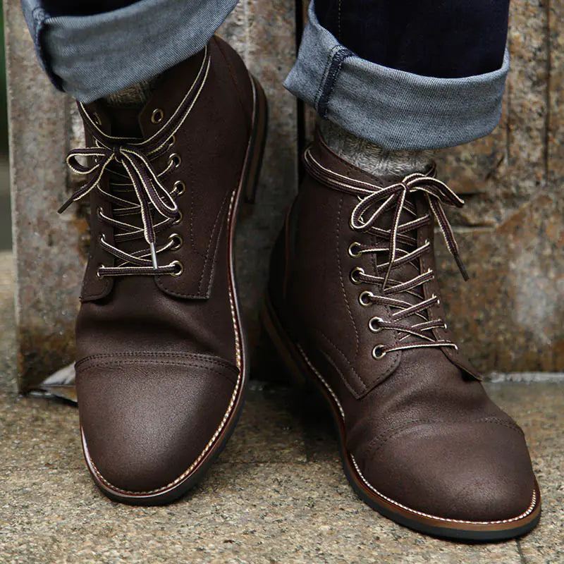 Men's Vintage Style PU Leather Lace-Up Boots
