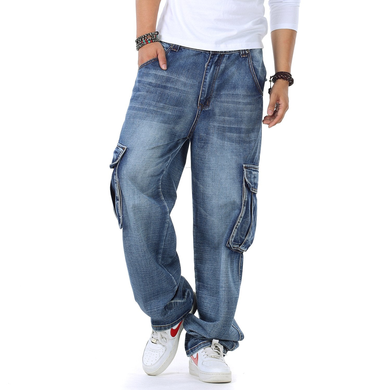 Large Fashion Multi-Pocket Wide Denim Sophistication