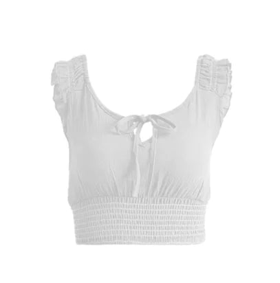 Ruffled Top with Butterfly Sleeves and Strapless Design
