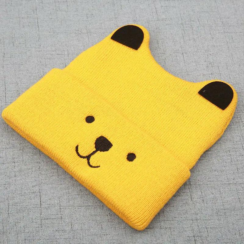 Knitted Bear Ear Beanie Hat for Kids