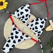 Heart Print Backless Bikini Swimsuit