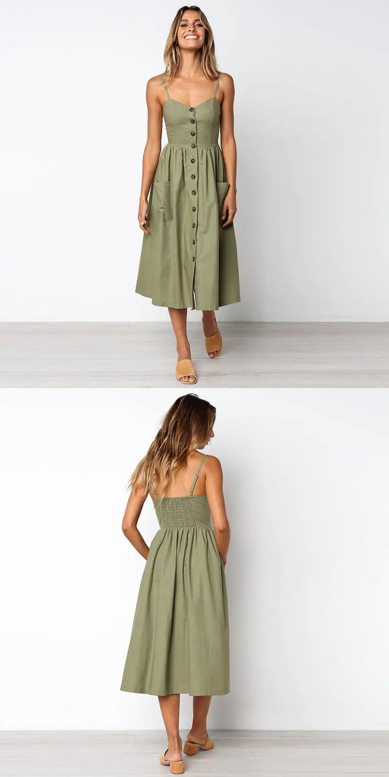 Sunflower Pineapple Print Backless Dress for Women