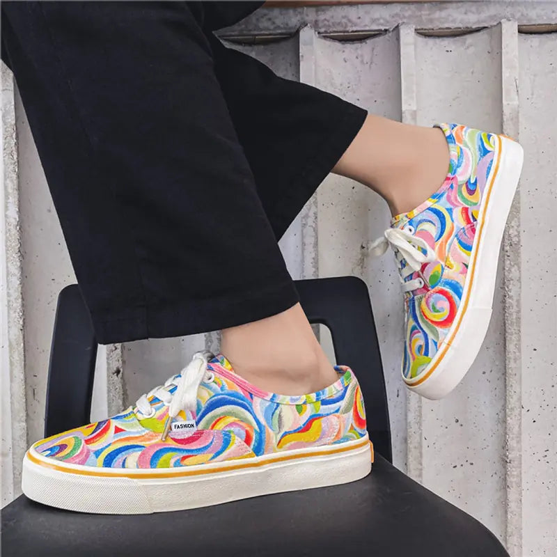 Rainbow Graffiti Canvas Sneakers