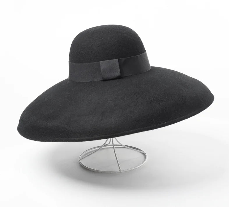 Fashionable Vintage Wide-Brim Wool Felt Hat