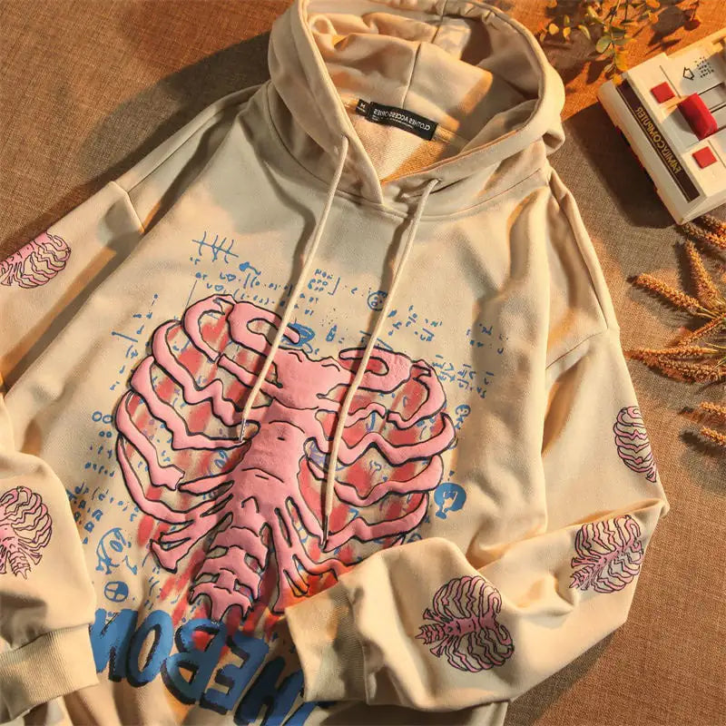 Casual Fashion Hoodie Coat with Unique Print Design