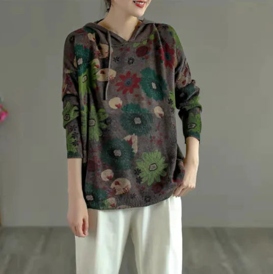 Vintage Slouchy Printed Hoodie Sweatshirt