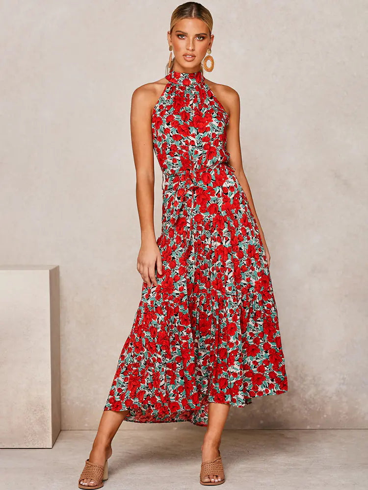 Women's V-neck Halter Dress