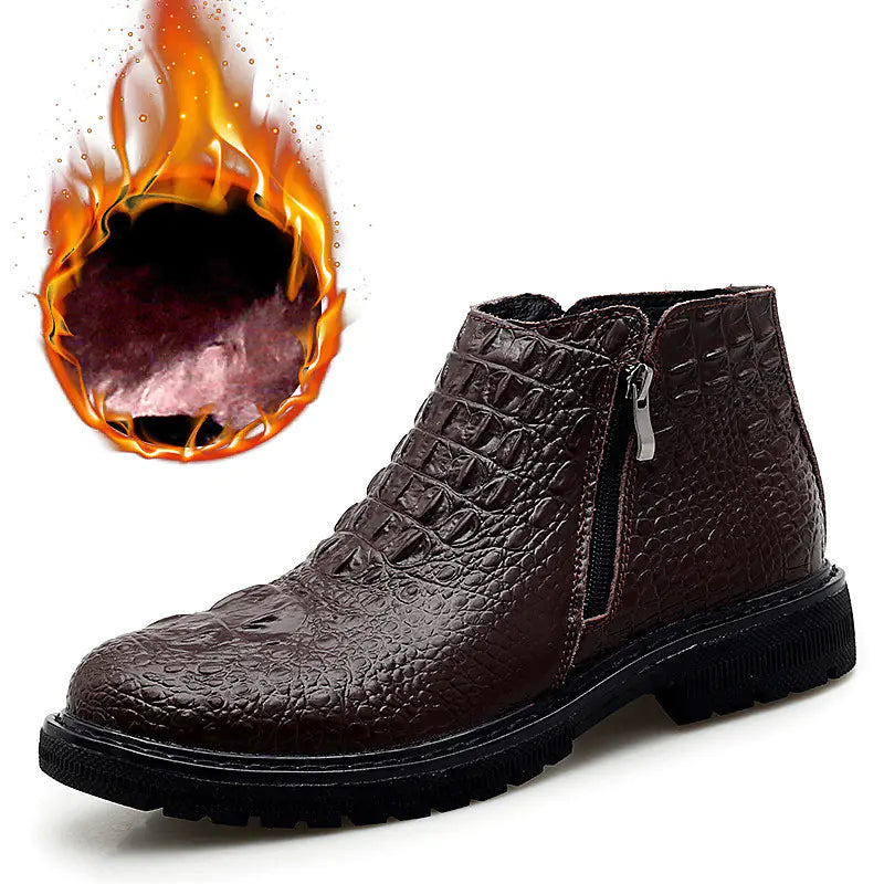 Korean Men's Leather Boots with Side Zipper